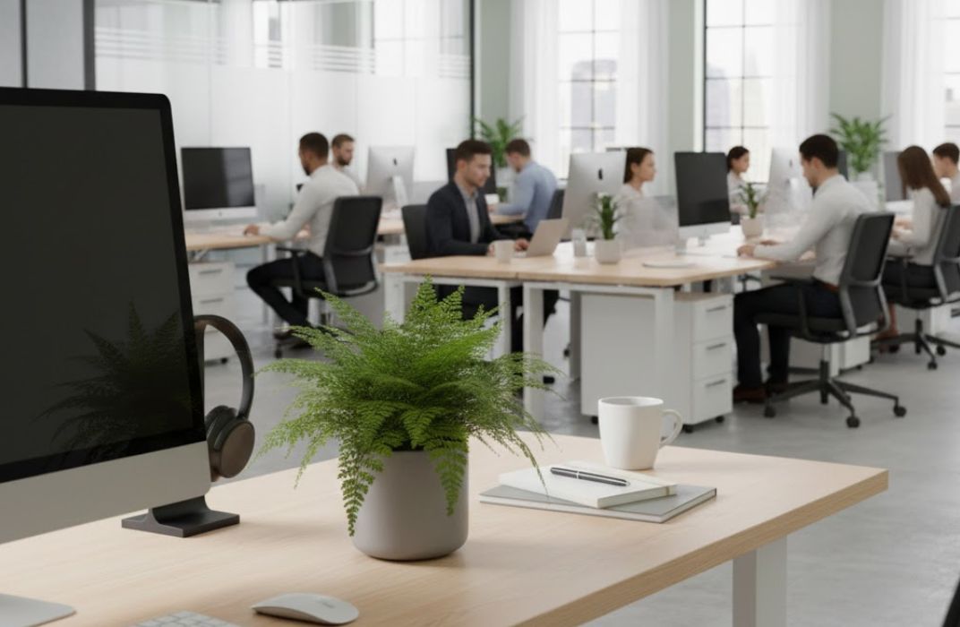 Cây dương xỉ mini cho bàn làm việc nhỏ – bí quyết đem lại không gian xanh